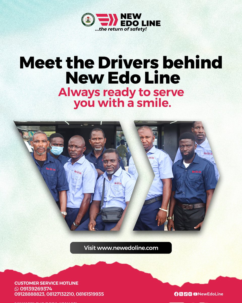 Experienced ✅ 
Well Trained ✅ 
FRSC Certified ✅ 

Our Pilots are ready to serve you with a smile 😁 

Trust us and book a trip with the New Edo Line today!

visit newedoline.com for more details or call: 08161519935.

#NewEdoLine #TheReturnOfSafety