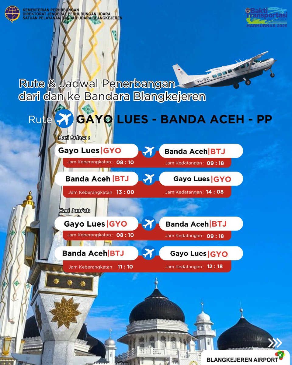 GYOairport's tweet photo. Hai #SobatGYO
Bandara Blangkejeren masih terus melayani penerbangan dari GYO ke Medan (KNO) serta ke Banda Aceh (BTJ) berikut infonya ya.
Jadi sobat akan terbang ke rute mana ni.?
#harhubnas #bandara #indonesia #wisata #leuser https://t.co/HEX80xTQwt