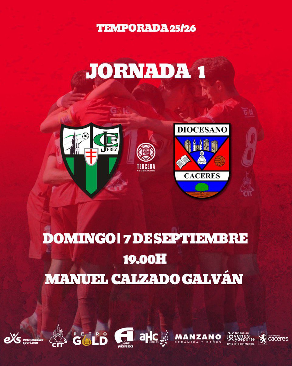 CD Diocesano (@cddiocesano) on Twitter photo ยกComienza la temporada! ๐
๐ <a href="/JerezClubFutbol/">Jerez C.F.</a> | ๐๐ผ๐ฟ๐ป๐ฎ๐ฑ๐ฎ ๐ญ
๐
Domingo, 7 de Septiembre
โฐ 19.00h
๐๏ธ Manuel Calzado Galvรกn
#VamosDioce ยกComienza la temporada! ๐
๐ <a href="/JerezClubFutbol/">Jerez C.F.</a> | ๐๐ผ๐ฟ๐ป๐ฎ๐ฑ๐ฎ ๐ญ
๐
Domingo, 7 de Septiembre
โฐ 19.00h
๐๏ธ Manuel Calzado Galvรกn
#VamosDioce
