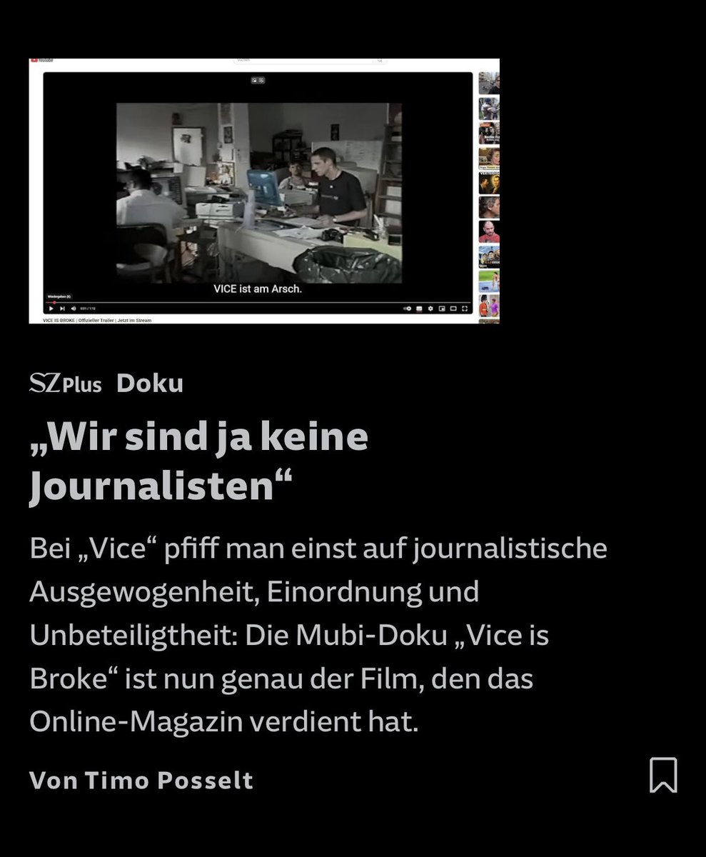 timoposselt's tweet photo. @VICE galt in den 2010er-Jahren weltweit als das einzige Online-Medium, das junge Leute erreicht. Jetzt ist das Magazin bankrott und hat mit dem Film "Vice is Broke" auf @mubi genau jene Dokumentation bekommen, die es verdient hat. 

Mein Text für die @SZ jetzt im Thread https://t.co/3Ms7jcub6b
