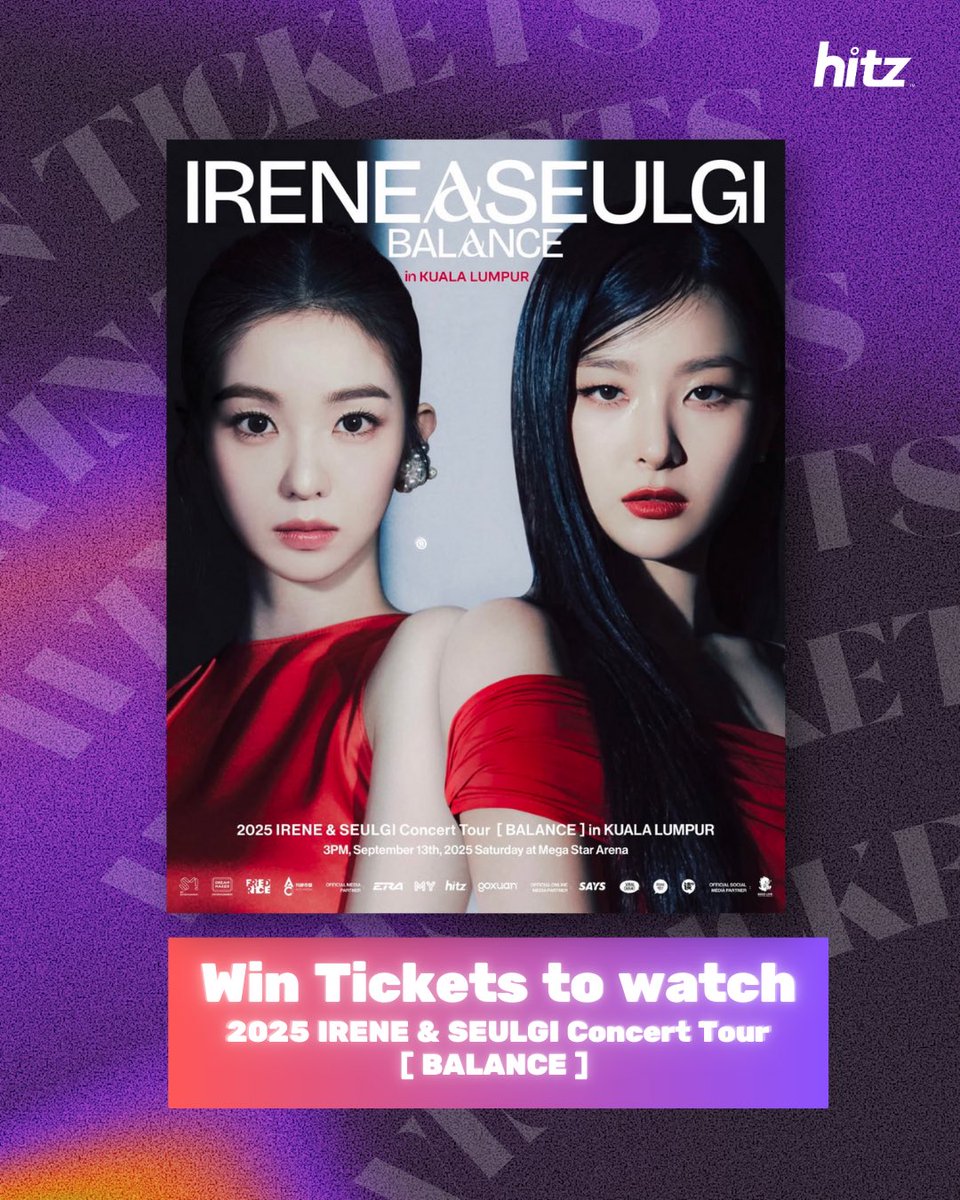 hitzdotmy's tweet photo. ReVeluv, itโs time to feel the BALANCE! ๐ซ๐ค
Weโre giving YOU the chance to catch RED VELVETโs IRENE & SEULGI live in Kuala Lumpur! ๐๏ธ๐ฅ
Just answer a simple question and complete a magical slogan to enter! โจHead to https://t.co/o1xOdANrbc or download the #HITZApp to join now! https://t.co/F5vHJe4vyl