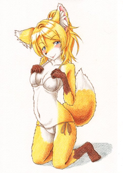 #ケモ 
#ケモノ 
#過去絵 
なんとなくリアルサイズエリーチカ再掲 