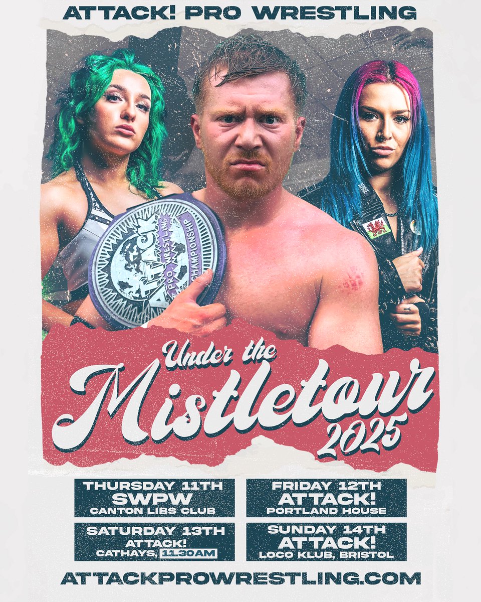 ICYMI - we’re running 4 SHOWS this December for Mistletour 2025!

Including our first time at Portland House in Cardiff Bay!

Tickets are on sale NOW 👇
🎟️ attackprowrestling.com