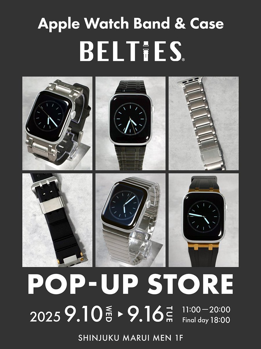 belties_online's tweet image. ◤￣￣￣￣￣￣￣￣￣￣￣￣￣￣￣
 　 BELTIES ポップアップストア
  新宿マルイメンで開催いたします‼
＿＿＿＿＿＿＿＿＿＿＿＿＿＿＿＿◢

BELTIESの500点以上のアイテムを展示⌚
展示品はすべて試着可能、500円OFFで購入できます✨…