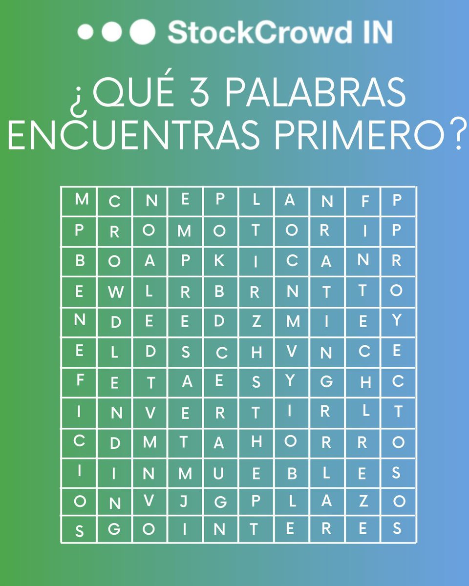 🔎 ¡Reto rápido! 🧩

 Hemos preparado una sopa de letras sobre crowdlending.
👉 La pregunta es sencilla:
 ¿Qué 3 palabras encuentras primero? ✨

Déjanos tus 3 palabras en comentarios 👇💬

 #Crowdlending #InversiónInteligente #Oportunidad #StockCrowdIN