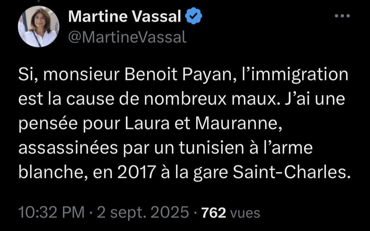Votre tentative de récupération politique est à vomir !

C'est officiel <a href="/MartineVassal/">Martine Vassal</a> tweete comme un vulgaire colleur d'affiche du Front National.

Respectez les victimes!

Vous êtes indigne de prétendre à diriger Marseille !