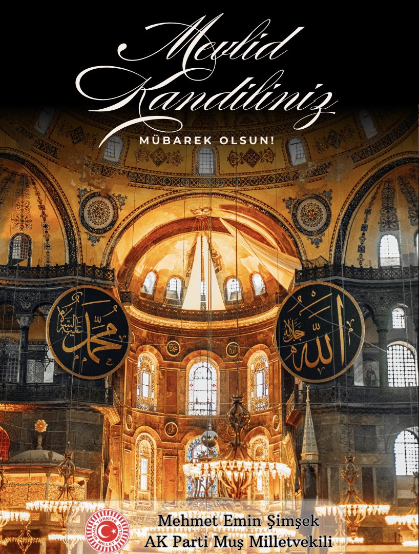 Âlemlere rahmet olarak gönderilen Peygamber Efendimiz Hz. Muhammed’in (s.a.v.) dünyaya teşrif ettiği bu mübarek gecenin, ülkemize ve tüm İslâm âlemine huzur, bereket ve hayırlar getirmesini Yüce Rabbim’den niyaz ediyor, #MevlidKandili ’nizi en içten dileklerimle kutluyorum.
