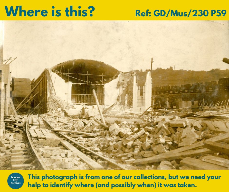 DundeeArchives's tweet image. Now here is a puzzler for #WhereisitWednesday. 
This appears to be a train shed being demolished. The hill in the background means it can't be anywhere near the East or West stations. Is this the Dundee-Newtyle railway or is it not even Dundee?
#Dundee #Archives