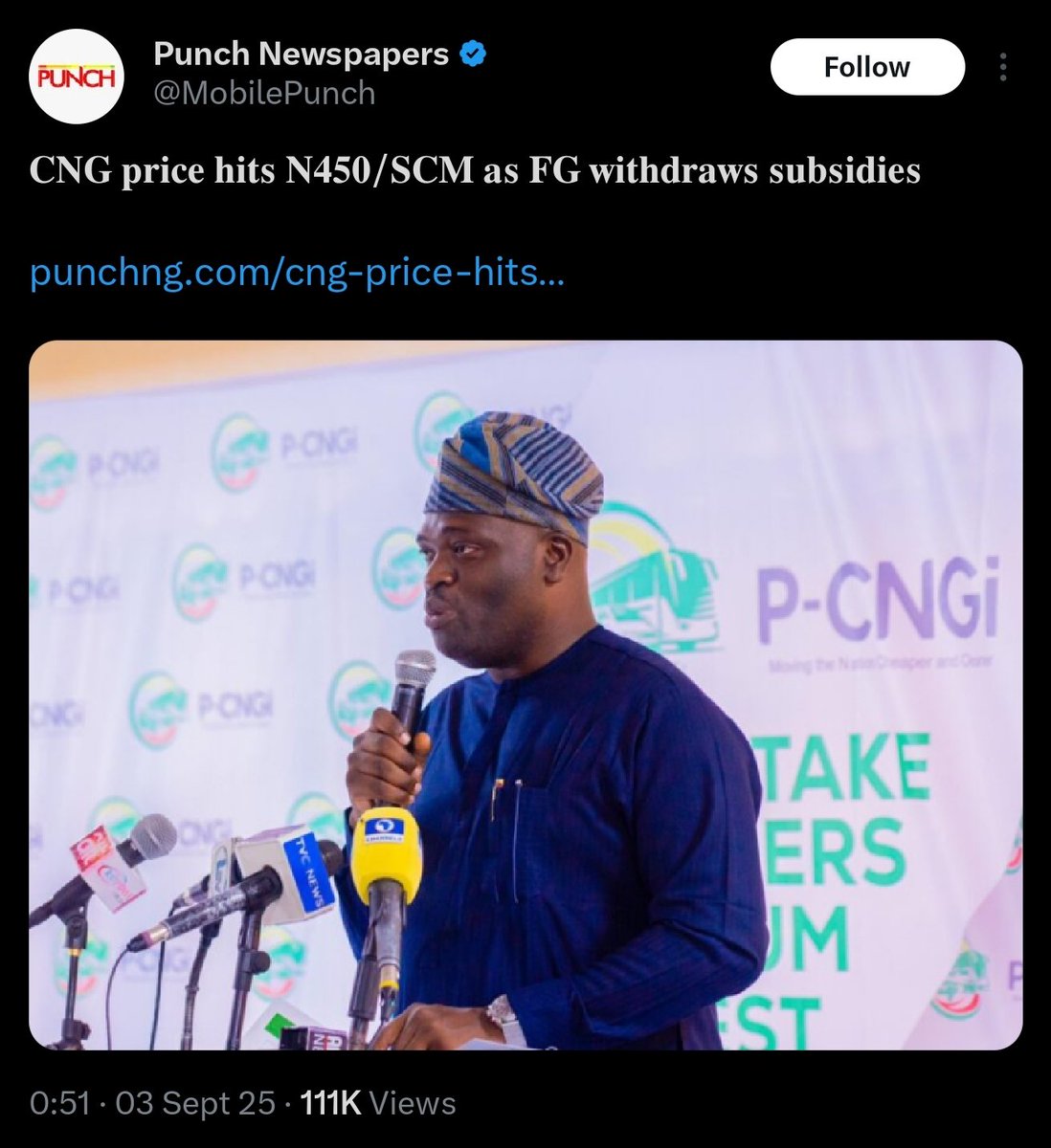 They took your influenzas to India to sell you CNG. 

They don't use CNG. Those Influenzas don't use CNG.

Less than a year later, CNG has hit 2X.

PMS you can't afford. CNG you can't afford. 

But "exchange rate is balanced" and "Tinubu is working"

All of you will crumble.