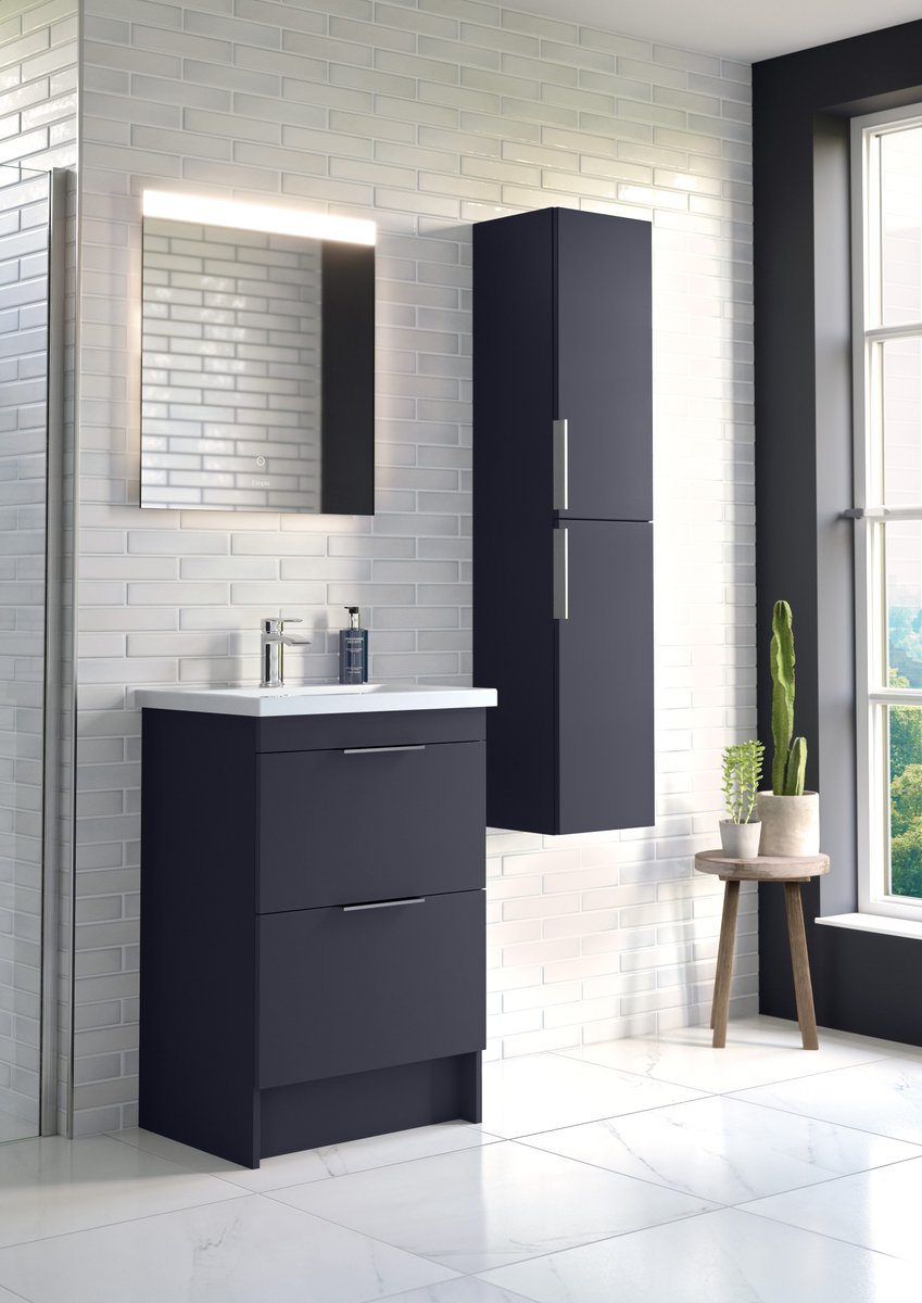 These Tate high gloss tiles in dazzling white make a fabulous feature wall, especially when teamed with the dark, intense colour of the Qube Indigo Blue freestanding unit. 

Tate tiles are available in four beautiful colours as well as white.