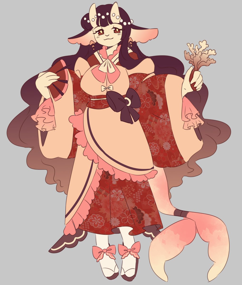 the lunar capital was once rumored to be under the sea... 🪸🩷 so here's a kaguya design that reflects that idea! #touhou