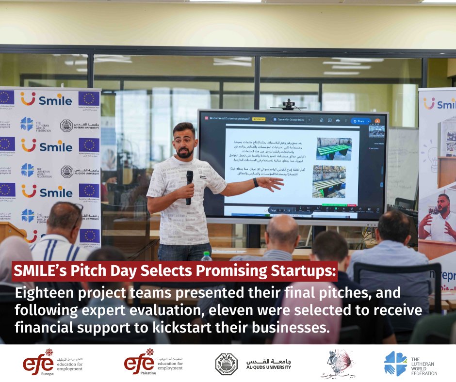 🚀11 startups from East Jerusalem are set to make an impact! Selected from the SMILE Pre-Incubation Programme, they cover diverse sectors like green recycling, fashion, healthcare &amp; more. Stay tuned for their success stories &amp; community impact! 🌟
