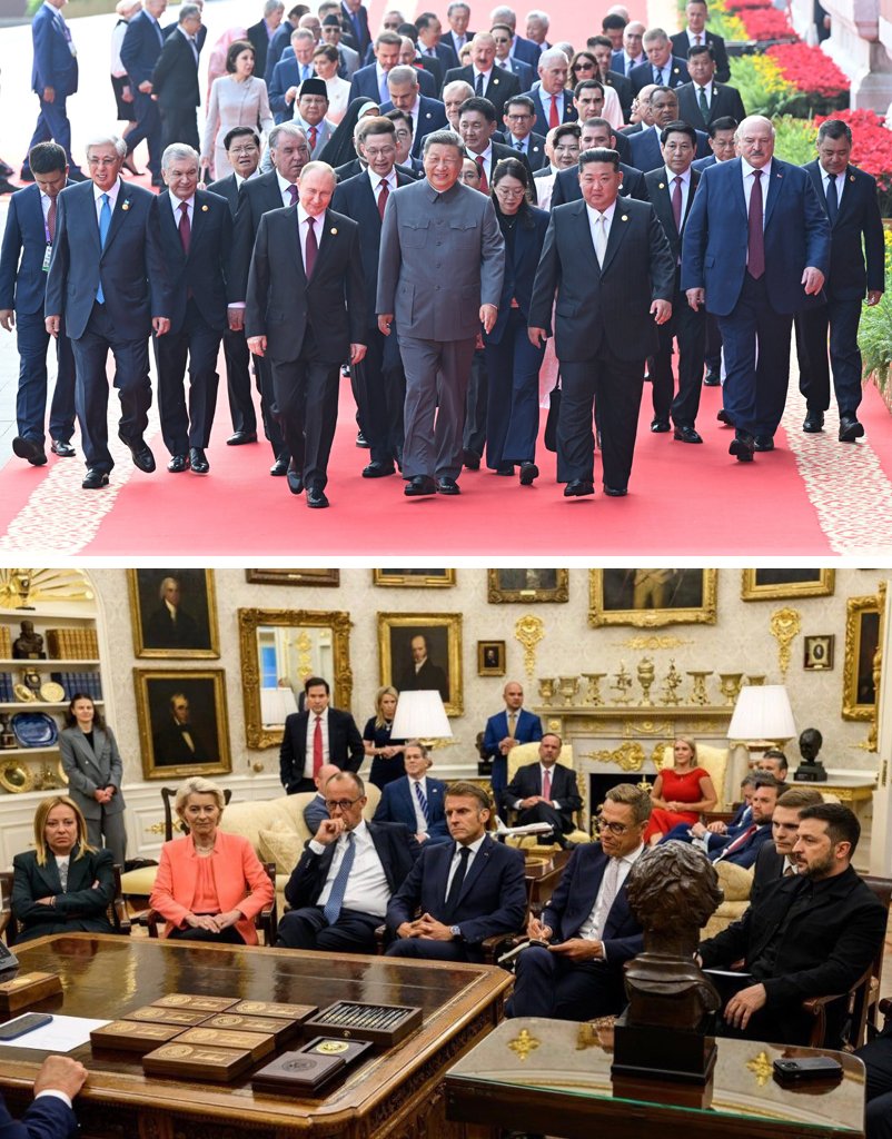 Sovereignty, pride, patriotism , of/for/by the people 

Versus 

Vassalization, elites, corruption, decadence, drug addicts and pedophiles