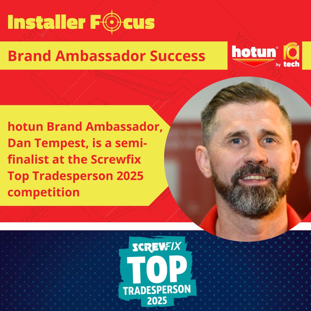 Our hotun Brand Ambassador, Dan Tempest, is a semi-finalist at the Screwfix Top Tradesperson 2025 #competition. 

Read more about the competition here: bit.ly/4nb4fXo 

And learn more about Dan here: bit.ly/45Zva34

hotun – it’s not just a tundish.

#Winner