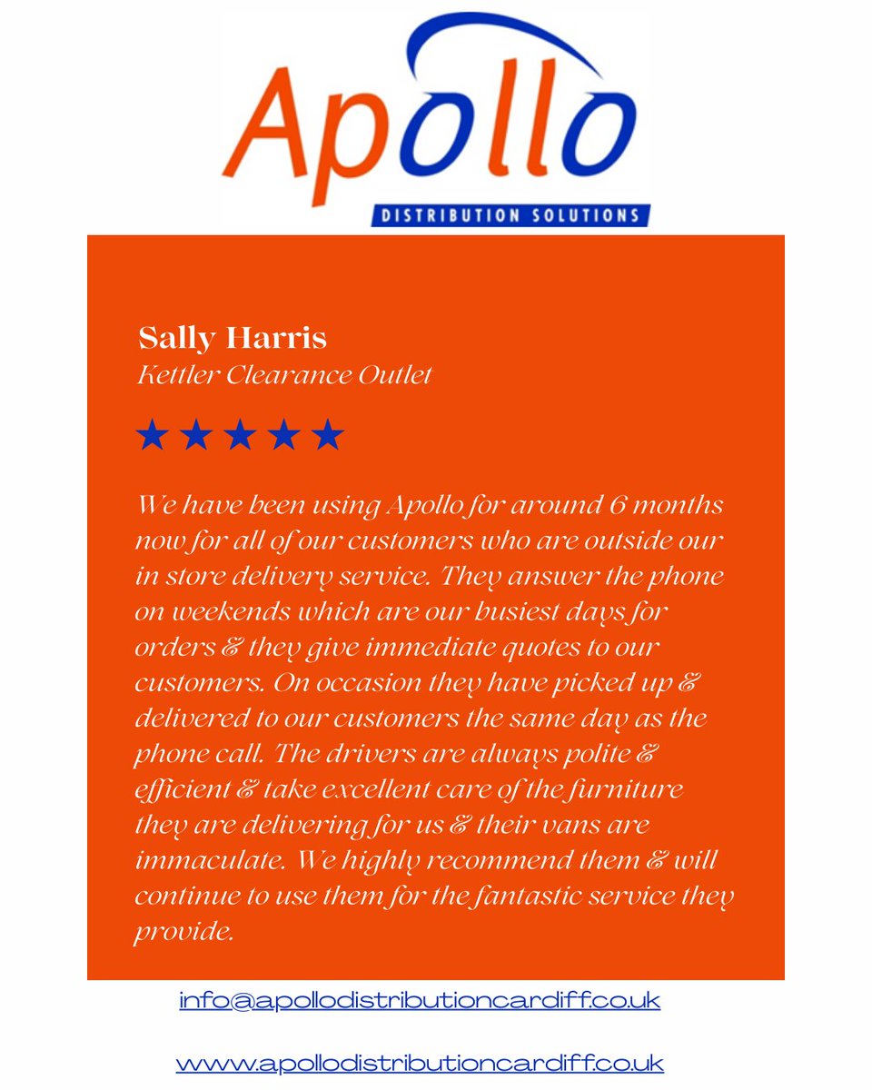 ApolloCardiff's tweet image. Always great to hear when we are doing a good job for our customers.