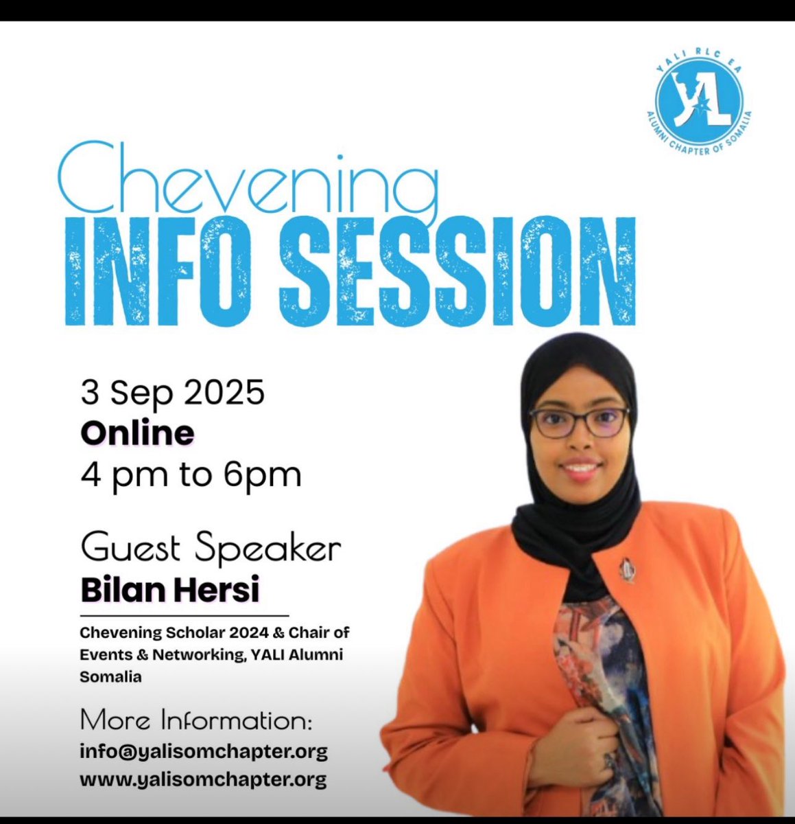 Bilan M Hirsi (@bilanhirsi) on Twitter photo Thinking of applying for Chevening? This session is where your journey begins.
Join us today at 4:00pm. Link: meet.google.com/hph-ondv-pjm
<a href="/CheveningFCDO/">Chevening Awards🇬🇧</a> <a href="/HeadBritOffice/">Louise Hancock</a>
#Chevening Thinking of applying for Chevening? This session is where your journey begins.
Join us today at 4:00pm. Link: meet.google.com/hph-ondv-pjm
<a href="/CheveningFCDO/">Chevening Awards🇬🇧</a> <a href="/HeadBritOffice/">Louise Hancock</a>
#Chevening