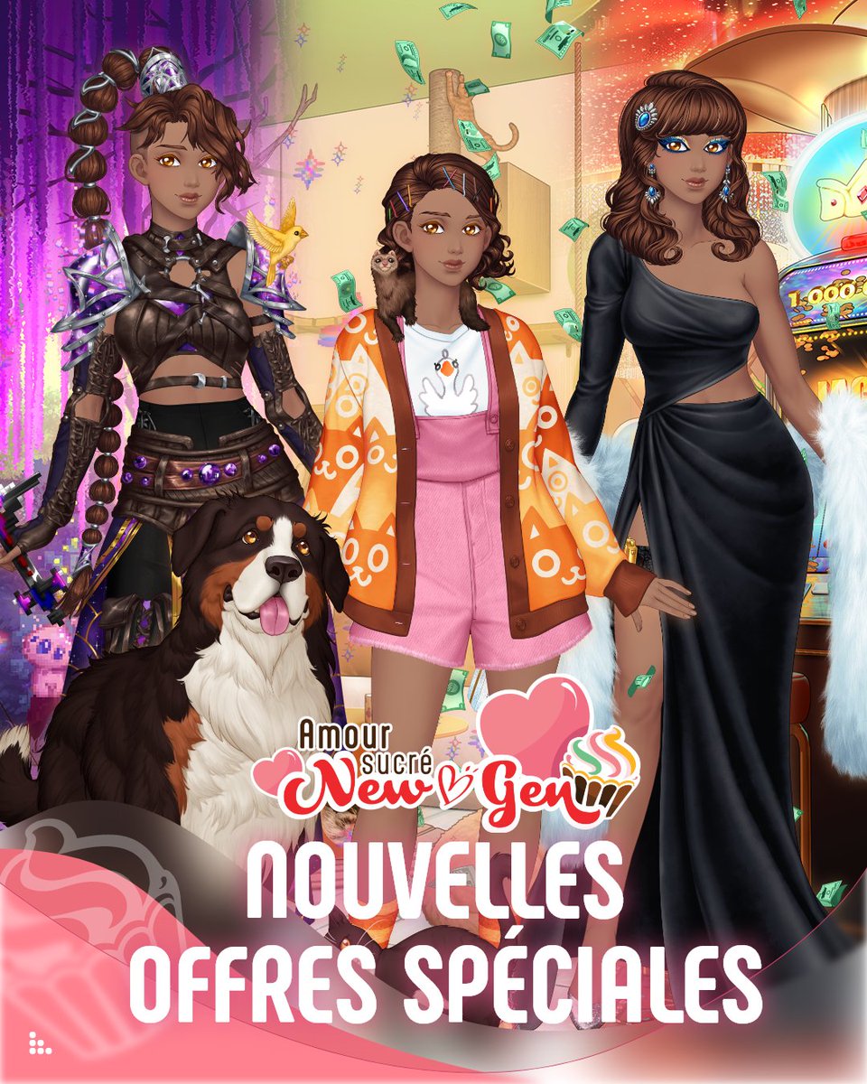 ✨Trois nouvelles Offres Spéciales font leur apparition sur Amour Sucré NewGen !✨

Aventurier(e) de Pixel, Ami(e) des animaux ou Star du blackjack ? C’est toi qui décide !