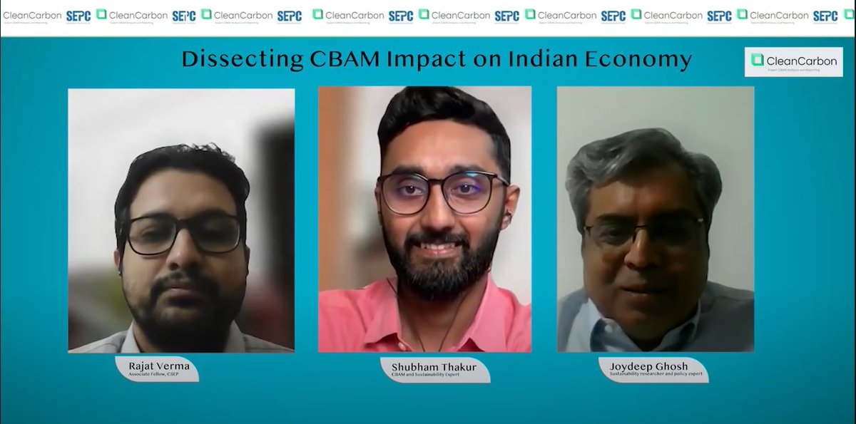 How will the EU’s Carbon Border Adjustment Mechanism (CBAM) impact India?
<a href="/CleanCarbonai/">CleanCarbon</a>'s <a href="/Shubham6thakur/">Shubham Thakur</a> talks with <a href="/CSEP_Org/">Centre for Social and Economic Progress</a>'s Rajat Verma &amp; Joydeep Ghosh on:
– GDP &amp; trade balance
– Iron, steel, cement, aluminium
– Prices, EU market shifts
– India’s roadmap to stay