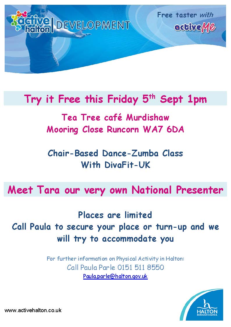 Halton Get Active & active me (@haltongetactive) on Twitter photo Free Class Murdishaw this Friday
Fancy a bit of fun with chair based dance
<a href="/OneHalton/">One Halton</a> <a href="/HaltonBC/">Halton Council</a> <a href="/murdishawwest/">Murdishaw West</a> #runcorn #murdishaw #teatreecafe <a href="/murdishaw/">paul smith</a> #zumba Free Class Murdishaw this Friday
Fancy a bit of fun with chair based dance
<a href="/OneHalton/">One Halton</a> <a href="/HaltonBC/">Halton Council</a> <a href="/murdishawwest/">Murdishaw West</a> #runcorn #murdishaw #teatreecafe <a href="/murdishaw/">paul smith</a> #zumba