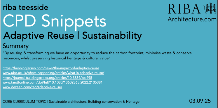 RibaTees's tweet image. #CPDSnippets this week explores #AdaptiveReuse
links
henninglarsen.com/news/the-impac…
ube.ac.uk/whats-happenin…
journal-buildingscities.org/articles/10.53…
tandfonline.com/doi/full/10.10…
dezeen.com/tag/adaptive-r…
@RIBANorthEast @YAPF @RIBA @RIBAYorkshire #architecture #architect #reuse
