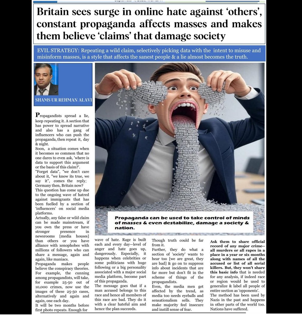 1. Propaganda that's spread strategically, cleverly, can brainwash people at mass scale &amp; damage entire societies, destabilize nations. 

2. Once, injected in brains, people feel 'privileged' to be aware about this 'conspiracy theory' as they get something to fight for, become