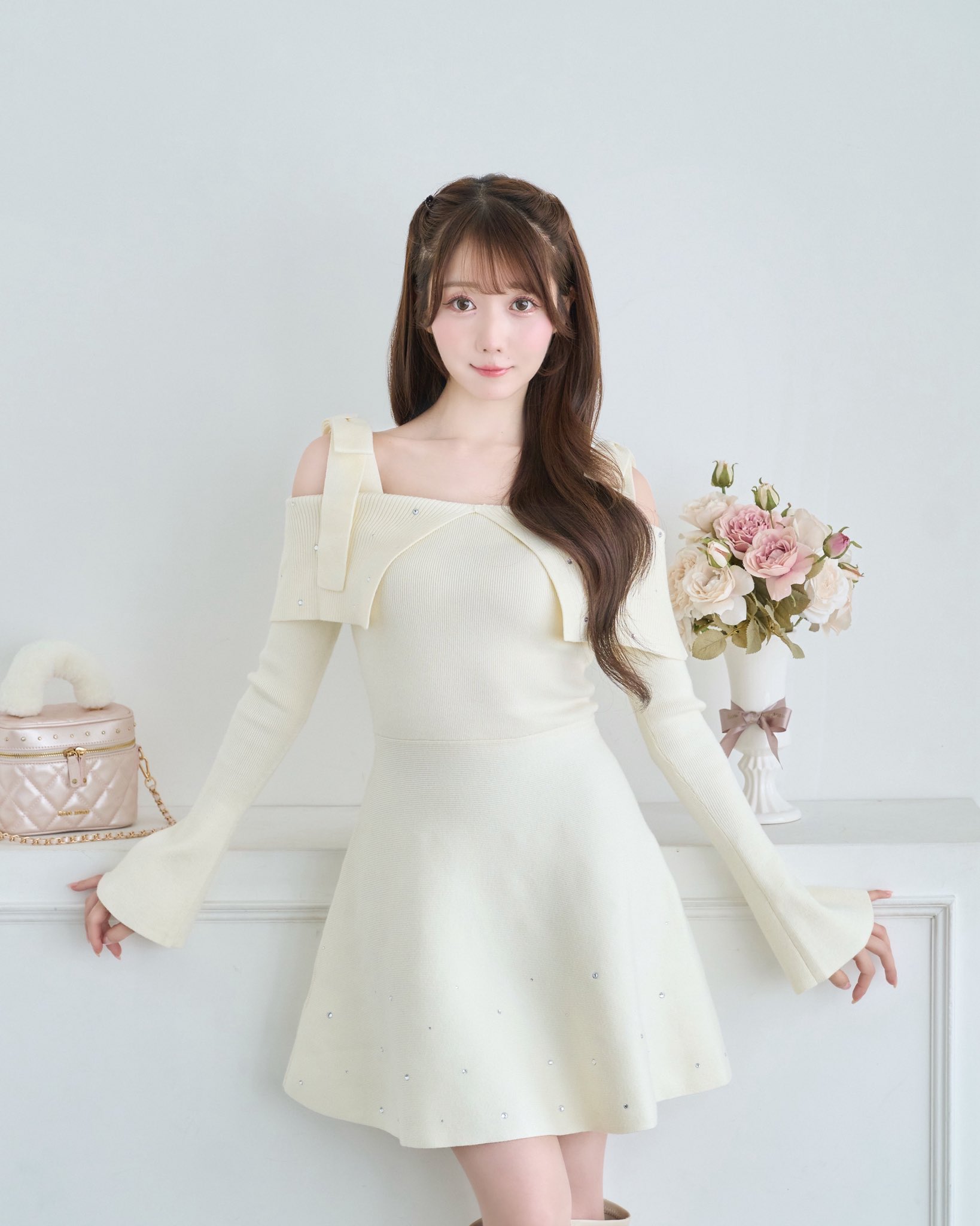 ワンピース rose charm cotton race mini onepiece rose charm cotton race mini onepiece – BUNNY APARTMENT