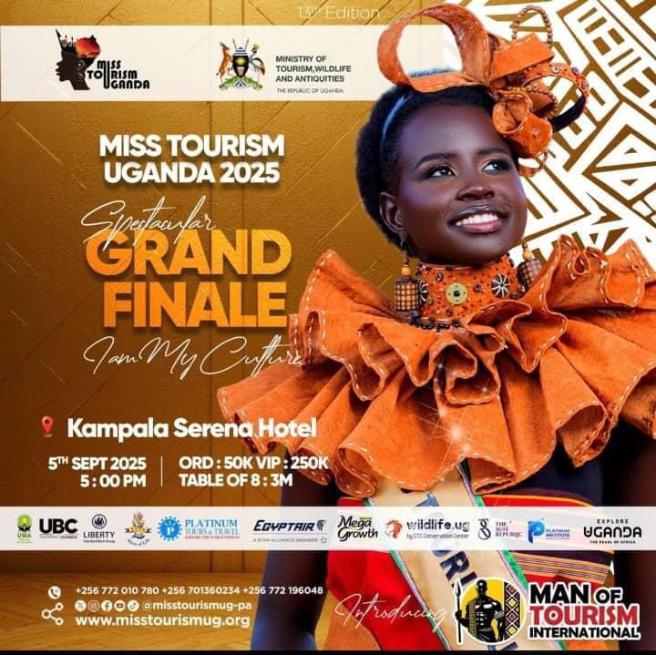 Uganda’s biggest tourism celebration is here! Join us this Friday 5th at Serena Hotel for the Miss Tourism Uganda 2025 Grand Finale – a night of glamour, culture, and inspiration as we crown the next queen who will champion Uganda’s heritage, and tourism on the global stage.