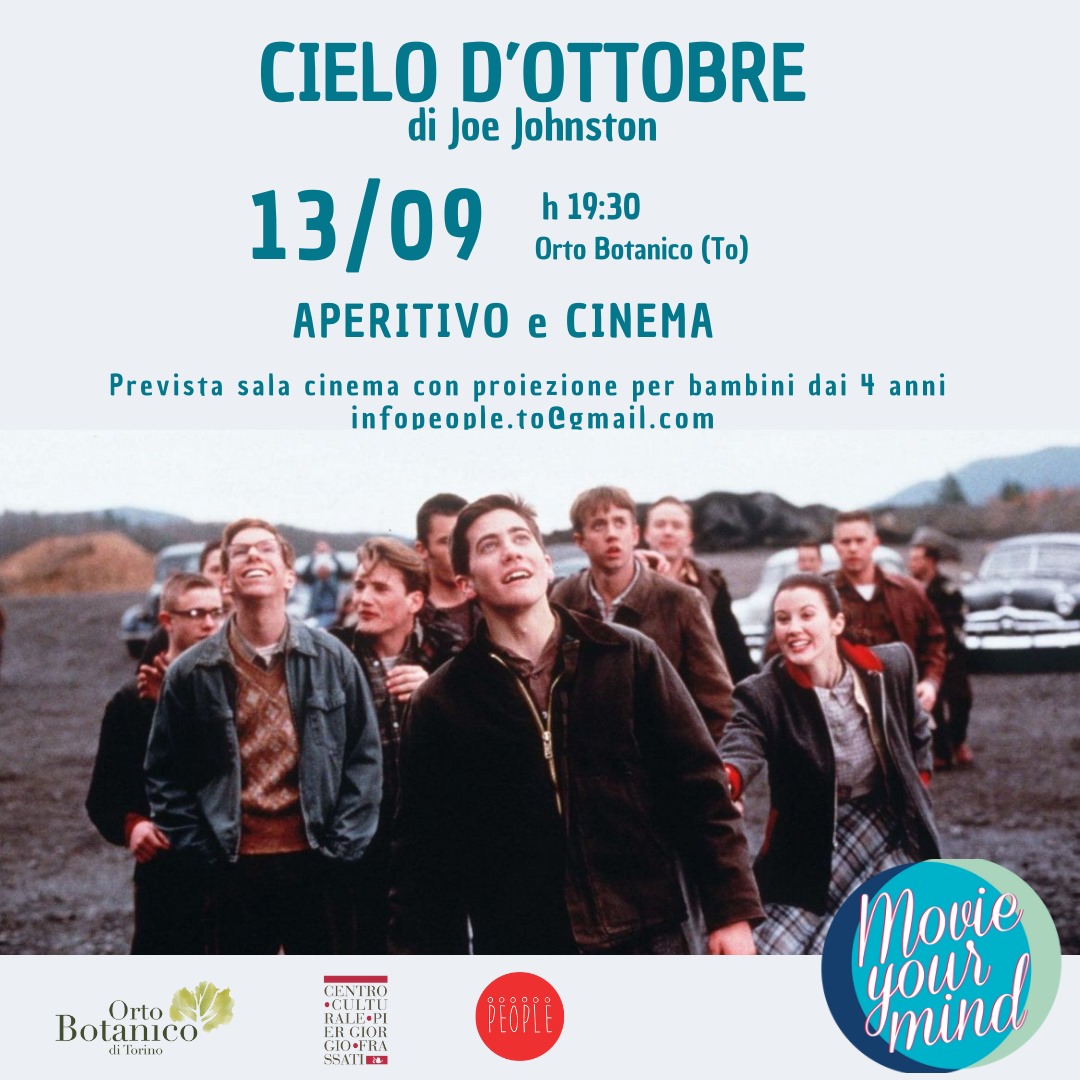 L'Associazione People vi invita nella cornice dell'Orto Botanico di Torino dove la serata inizierà con l'apericena e in seguito la proiezione del film "Cielo d'ottobre". 

Ingresso a partire dalle ore 19.30 
Prenota qui:
eventbrite.it/e/biglietti-mo…
