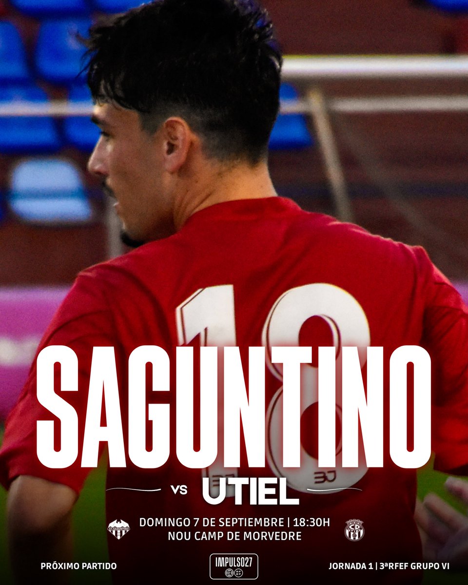 🔴⚔️ Jornada 1 | 3ª RFEF Grupo VI
📅 Domingo 7 de septiembre
🕡 18:30h
🏟️ Nou Camp de Morvedre

Atlético Saguntino 🆚 CD Utiel

Arranca la temporada en casa.

#AtléticoSaguntino #SomosRomanos #3RFEF #SaguntinoUtiel