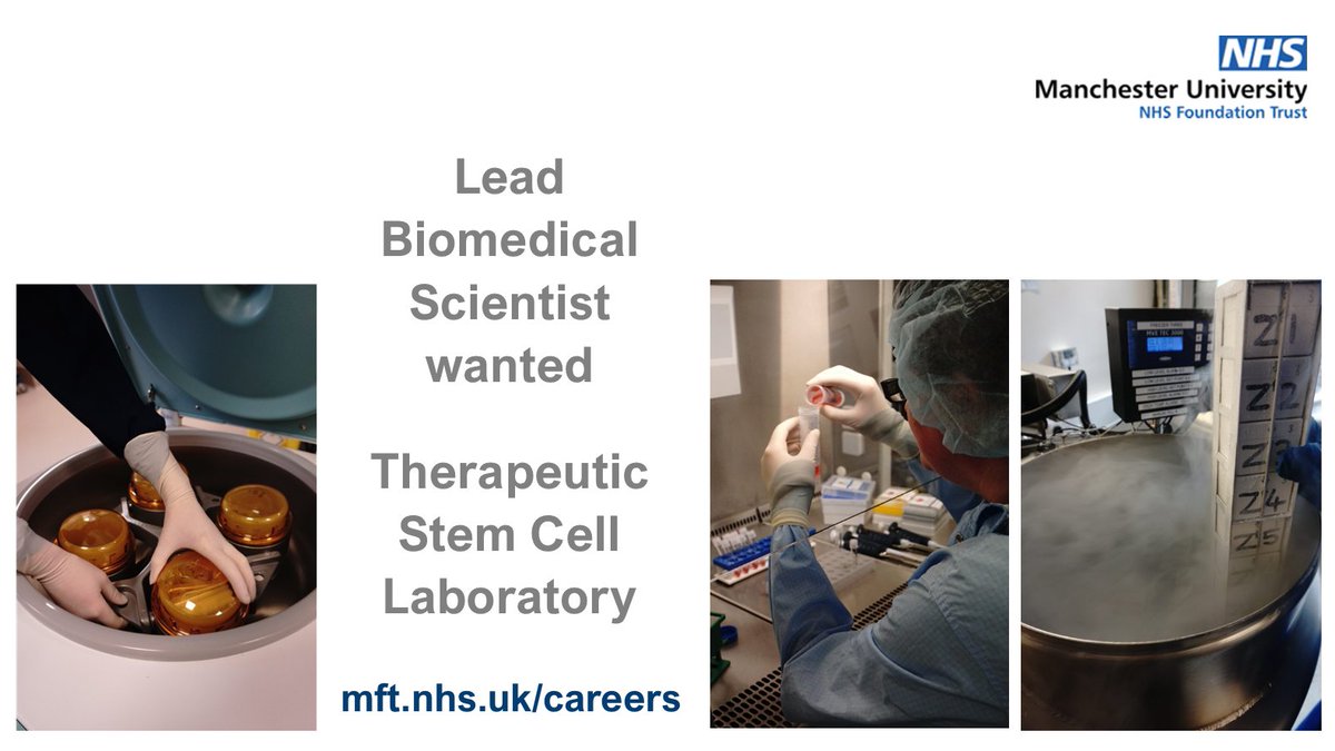 LabMedicineMFT's tweet image. Lead Biomedical Scientist wanted for our Therapeutic Stem Cell Laboratory. Be part of the stem cell laboratory service in one of the biggest Haematological transplant programmes in the UK. mft.nhs.uk/careers/search…