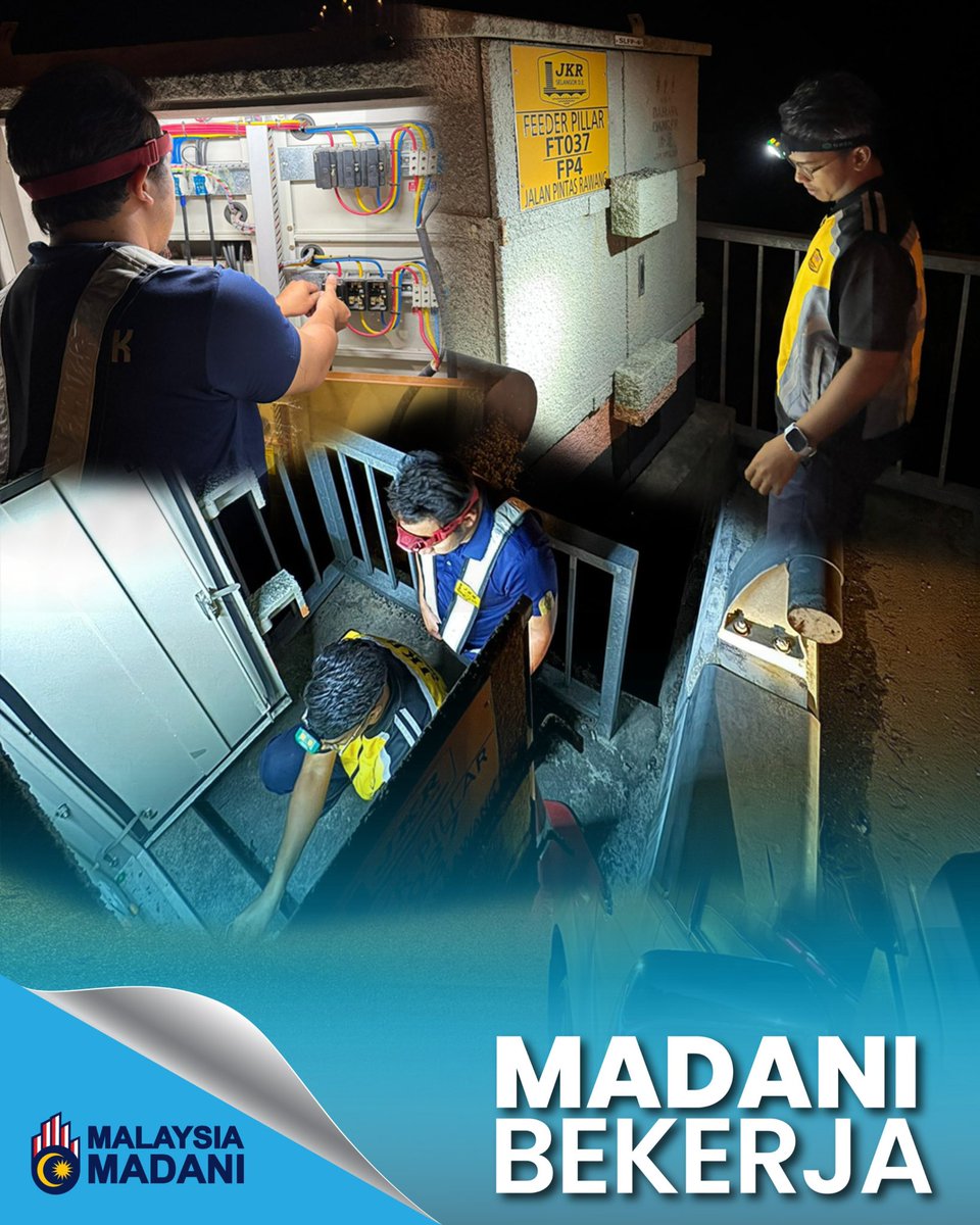 🚧 Rondaan CKE JKR Selangor di Rawang Bypass (FP4) kesan kerosakan kabel hingga 1.2KM lampu jalan terjejas.

✅ Litar rosak diasingkan &amp; pencahayaan dipulihkan. Pemantauan berterusan diteruskan demi keselamatan rakyat. 🇲🇾

#KKR 
#JKR 
#MYJalan 
#MADANIBekerja