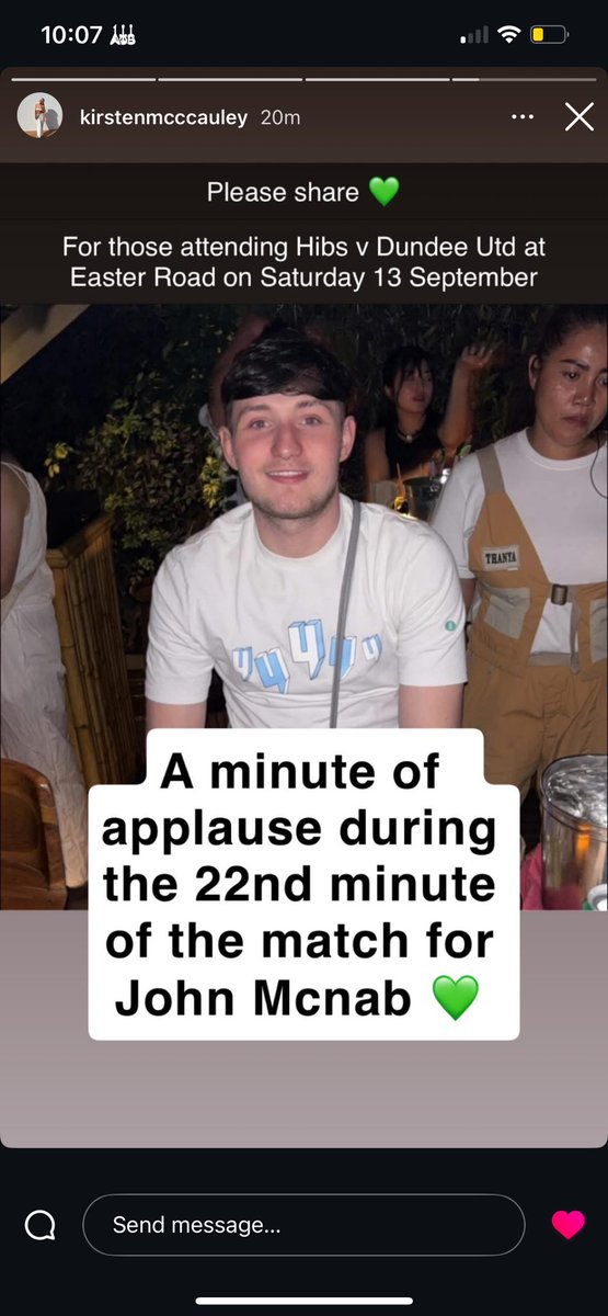 Please share! Trying to organise a 22nd minute applause for the game, Hibs v Dundee Utd 13th of September. John was a massive Hibs fan, this would mean a lot to him. RIP John, to the angels high above💚