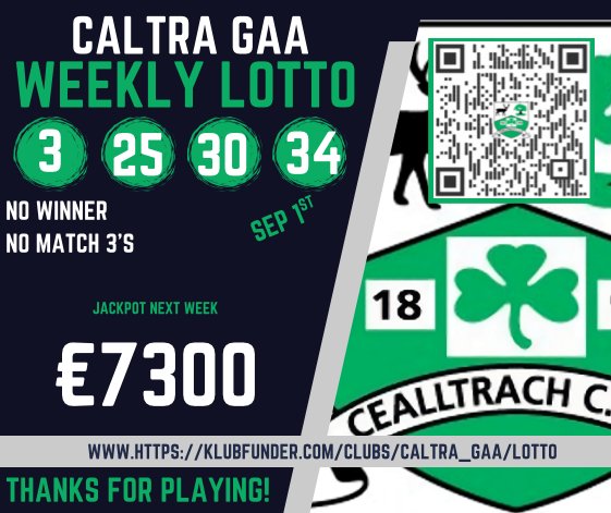 This week's draw results. Thank you for the continued support of our club! Get tickets for next week here:
klubfunder.com/clubs/caltra_g…