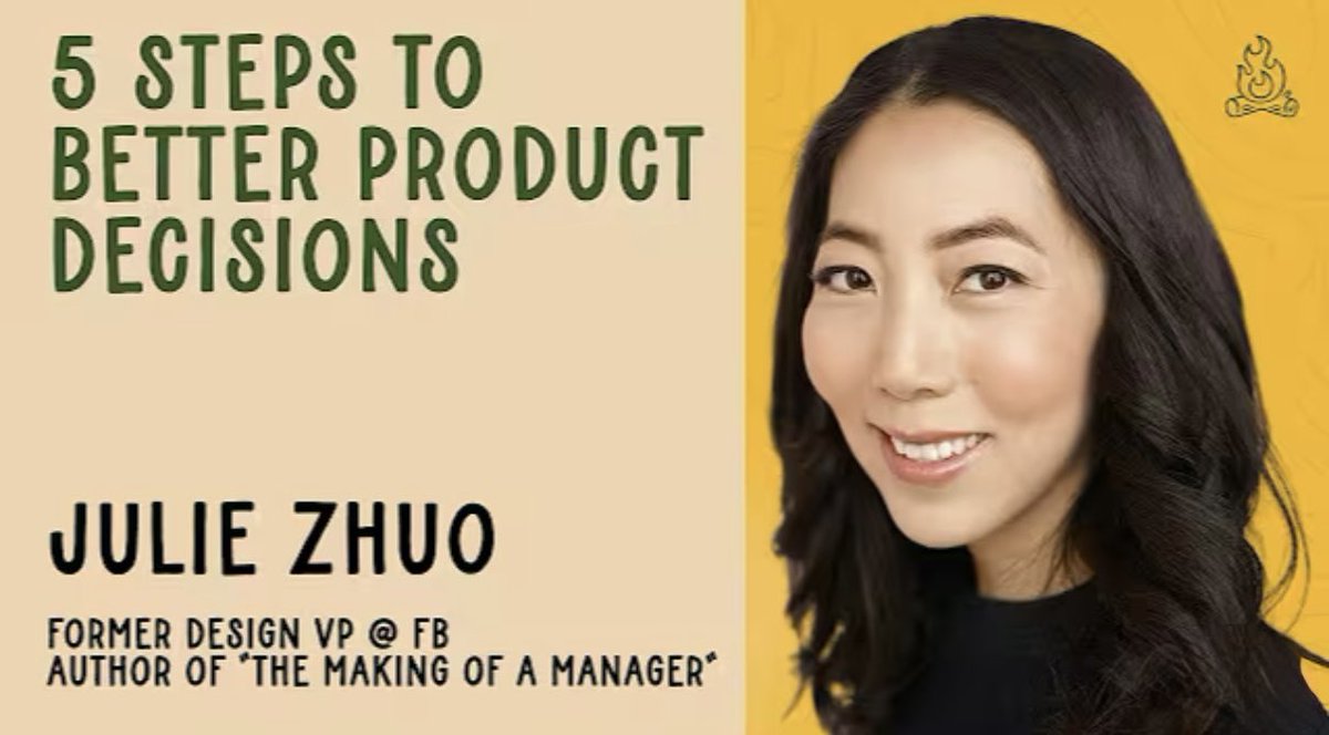✨Day 3✨
One of the best ways to grow as a PM is by learning from leaders who’ve built at scale. I’d share a brilliant talk by Julie Zhuo on steps to better product decisions.

A must-watch if you’re serious about becoming better at building products.

🔗 youtu.be/0Z5FCYDeZXs?si…