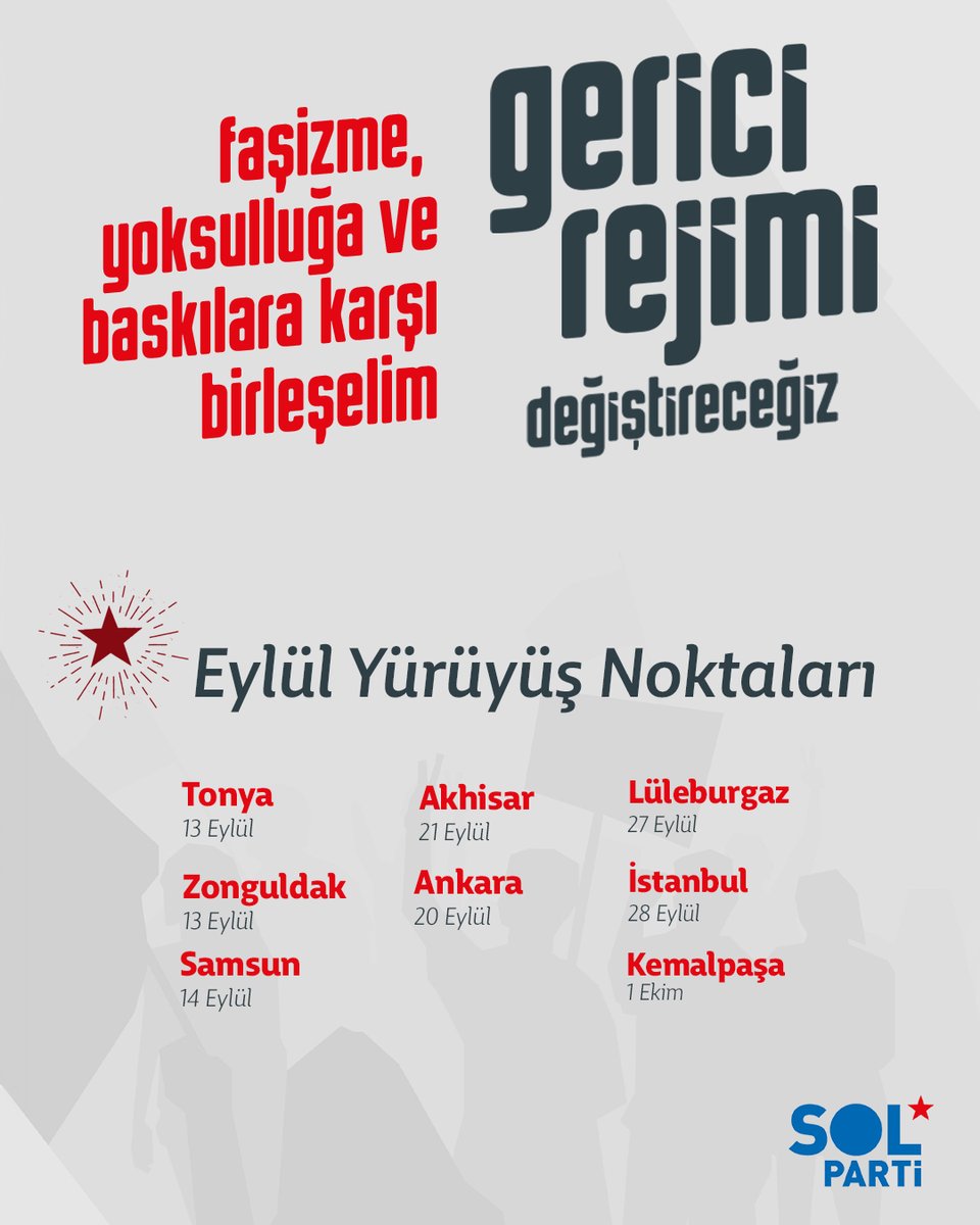 Birlikte Yürüyelim #EylülYürüyüşlerimiz

Türkiye İslamcılık temelinde etnik ve dinsel ayrımlara dayanan bir rejim dayatmasıyla karşı karşıya!

Laikliğin ve demokrasinin tümüyle ortadan kaldırıldığı, seçimlerin göstermelik hale getirildiği bir rejimle Cumhuriyet’in sonu ilan