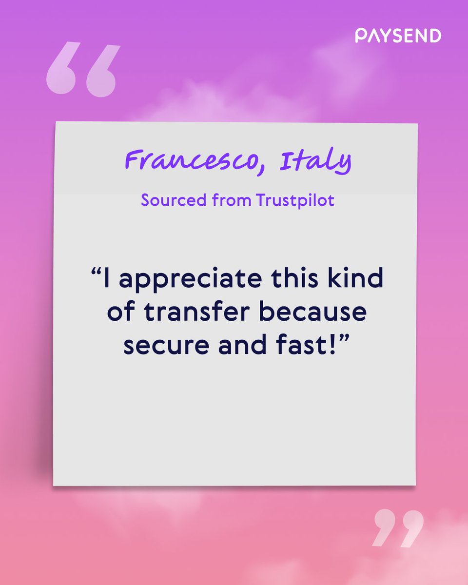 Nothing beats hearing how Paysend makes a difference. This one made us smile 😄

#Paysend #Testimonial #CustomerReview #Trustpilot #MoneyTransfer