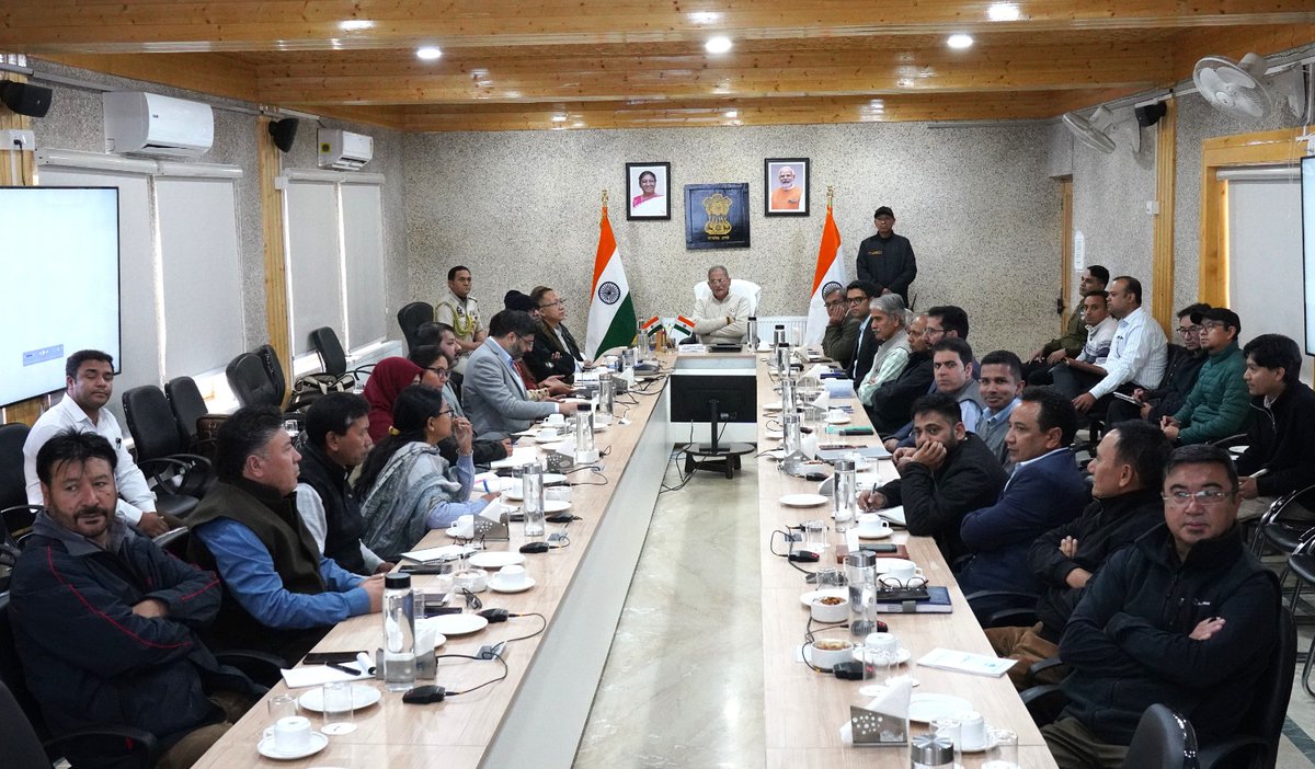 lg_ladakh's tweet image. Hon’ble Lt Governor Shri @KavinderGupta chaired a high-level meeting with Administrative Secretaries, HoDs of UT #Ladakh, and representatives of #BharatGPT to explore AI-driven solutions for enhancing transparency, efficiency, &amp;amp; citizen-centric governance across the UT.