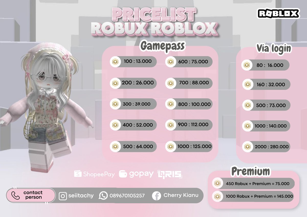 seiitachy's tweet image. #WTS ROBUX!! 

Halo ka aku jual robux gamepass udh after tax dan via login. Testi bisa cek di instagram aku yaa 
#zonauang️ #zonajajan️️