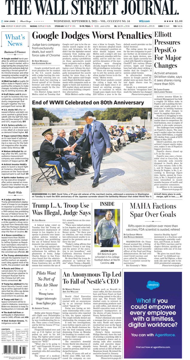 Here is an early look at the front page of today's Wall Street Journal on.wsj.com/3JGyCqt