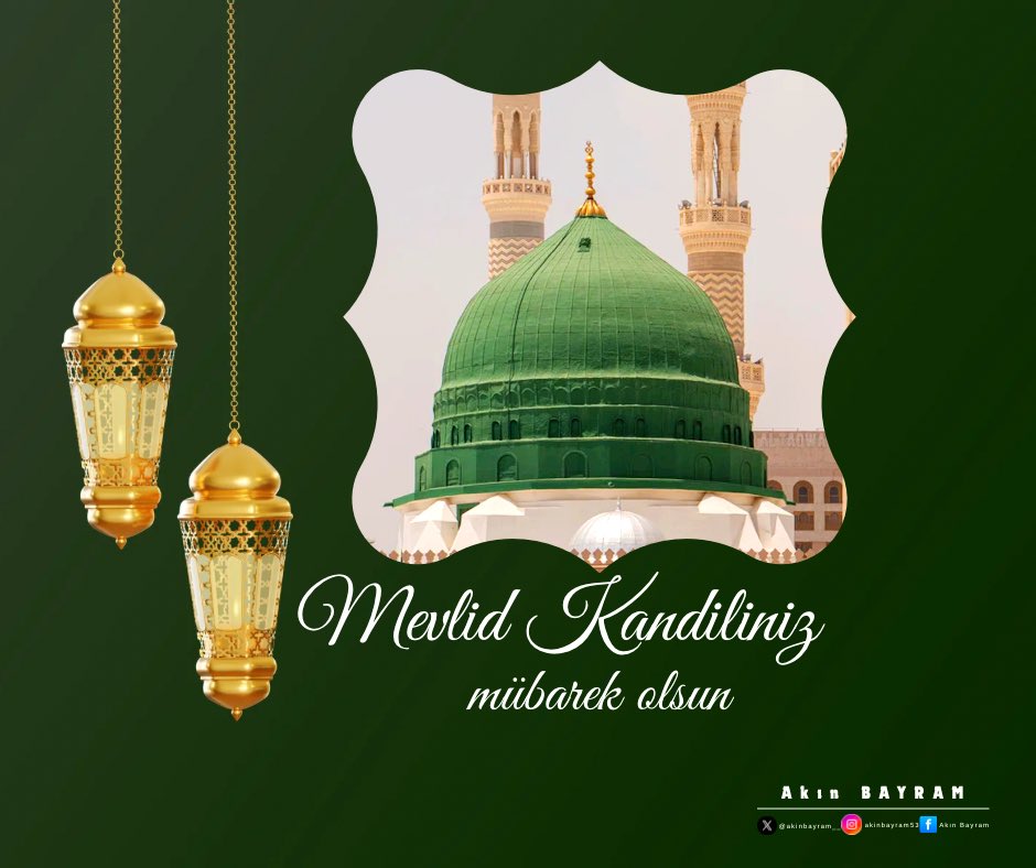 Şefkat ve Rahmet Peygamberi,Efendimiz Hz. Muhammed (S.A.V.) yeryüzüne teşrifinin yıldönümü olan Mevlid Kandilimiz mübarek olsun.

Leyle-i Mevlidimizin tüm islam alemine birlik, beraberlik, huzur ve bereket getirerek hayırlara vesile olmasını yüce Allah'tan niyaz ederim.