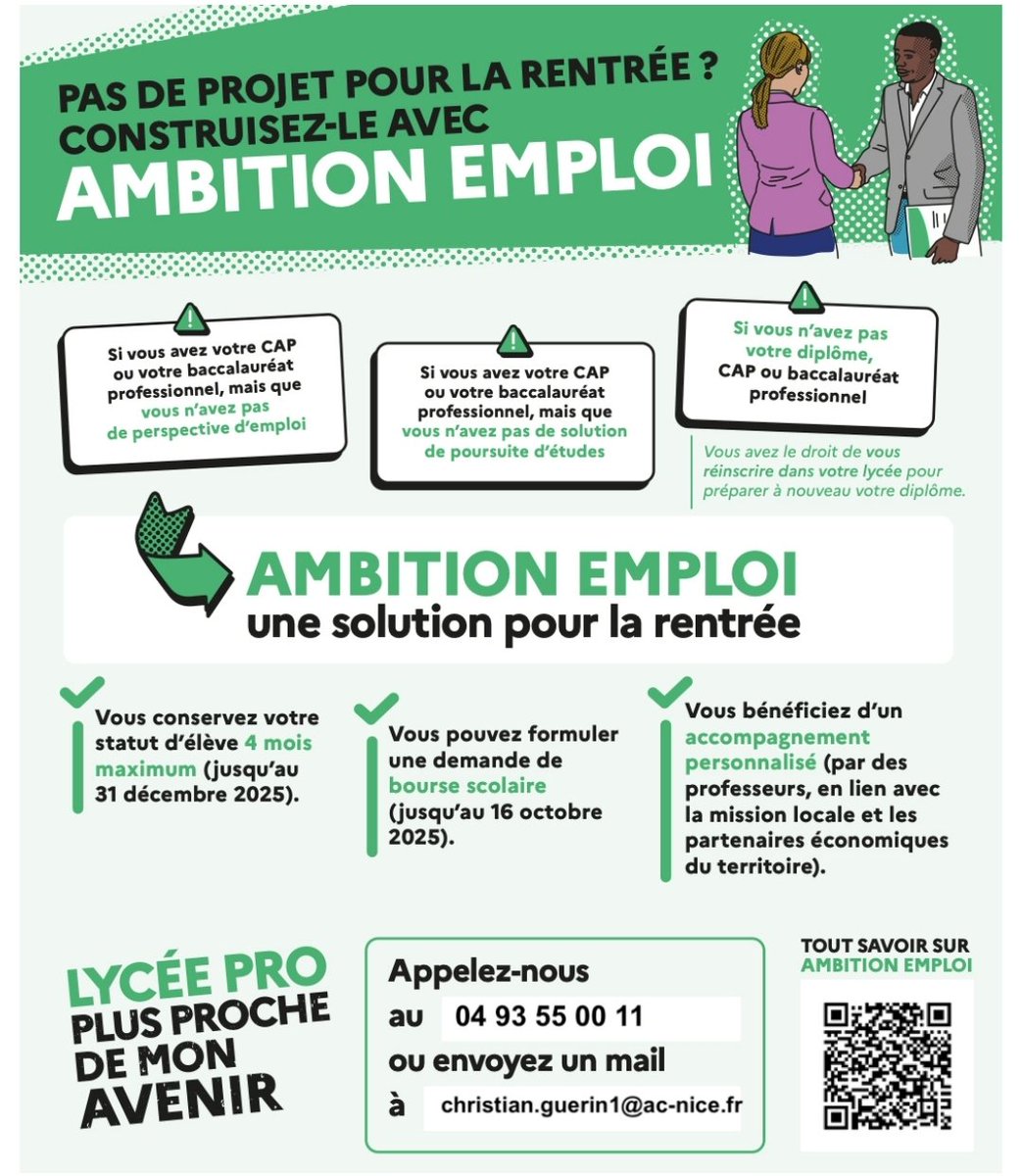 VAUBAN lance son dispositif AMBITION EMPLOI pour nos élèves en recherche de poste sur le marché du travail.Nos élèves diplomés ou non sans emploi peuvent bénéficier d'une permanence gérée / notre bureau des entreprises afin de les accompagner au mieux dans leur insertion pro! GO!