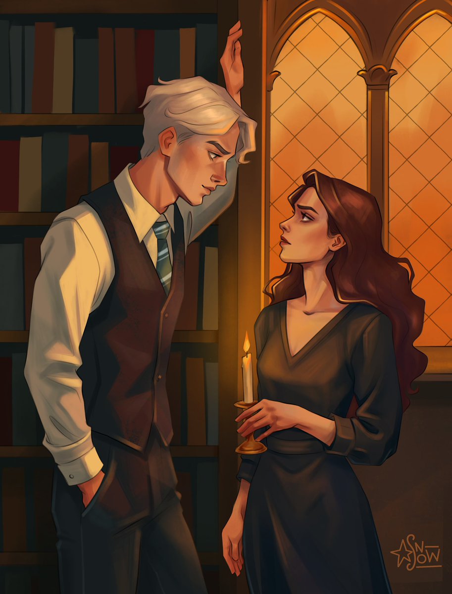 olgasnoww's tweet image. Dramione in a library✨ #DramioneMonth #dramione #dramioneart