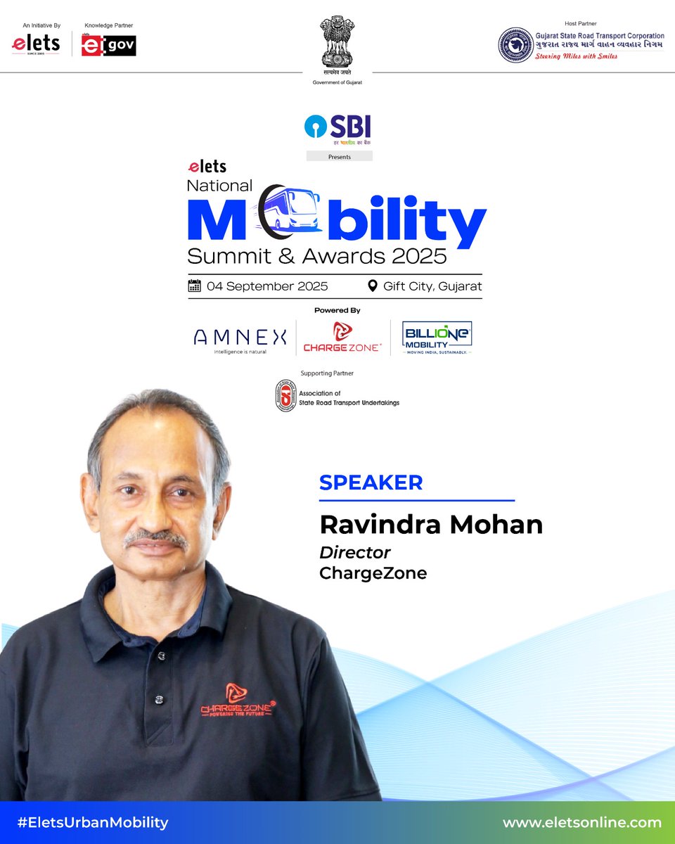 egovonline's tweet image. We welcome Ravindra Mohan, Director – Business &amp;amp; Strategy, ChargeZone, as a key speaker at the Elets National Mobility Summit.

Express Interest: events.eletsonline.com/urban-mobility

#EletsUrbanMobility #GreenMobility #EVInfrastructure #ChargeZone #ElectricFuture