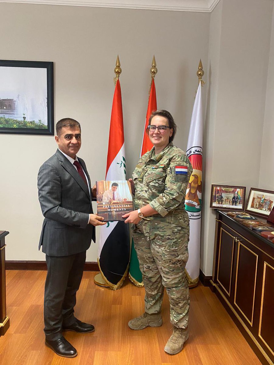 Hazhar Zangana (@hazhar_o) on Twitter photo Today at the <a href="/KurdistanRegion/">Kurdistan Region Presidency</a> Presidency, I received Col Linda Dutch Military Advisor in the KRI & Col Niels the team leader of JOCAT. We had good discussions about the Peshmerga reform process, bilateral military relations between the KRI and Netherlands 🇳🇱. Today at the <a href="/KurdistanRegion/">Kurdistan Region Presidency</a> Presidency, I received Col Linda Dutch Military Advisor in the KRI & Col Niels the team leader of JOCAT. We had good discussions about the Peshmerga reform process, bilateral military relations between the KRI and Netherlands 🇳🇱.