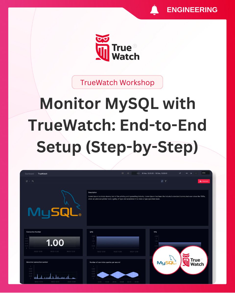 TrueWatch_HQ's tweet image. Ensure your MySQL database never misses a beat! 🎶
Our latest article shows you exactly how to set up comprehensive, end-to-end monitoring with TrueWatch.
Read the complete step-by-step guide now: truewatch.com/blog/monitor-M…
#DatabaseMonitoring #MySQL #TrueWatch #ObserveBeyond