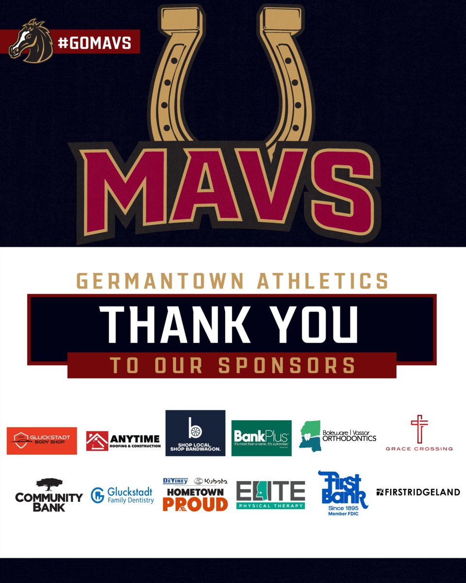 Each week, Germantown Athletics would like to recognize some of our sponsors. Thank you for pouring into our Maverick athletes and community! We appreciate you!
#gomavs #welcometotheranch