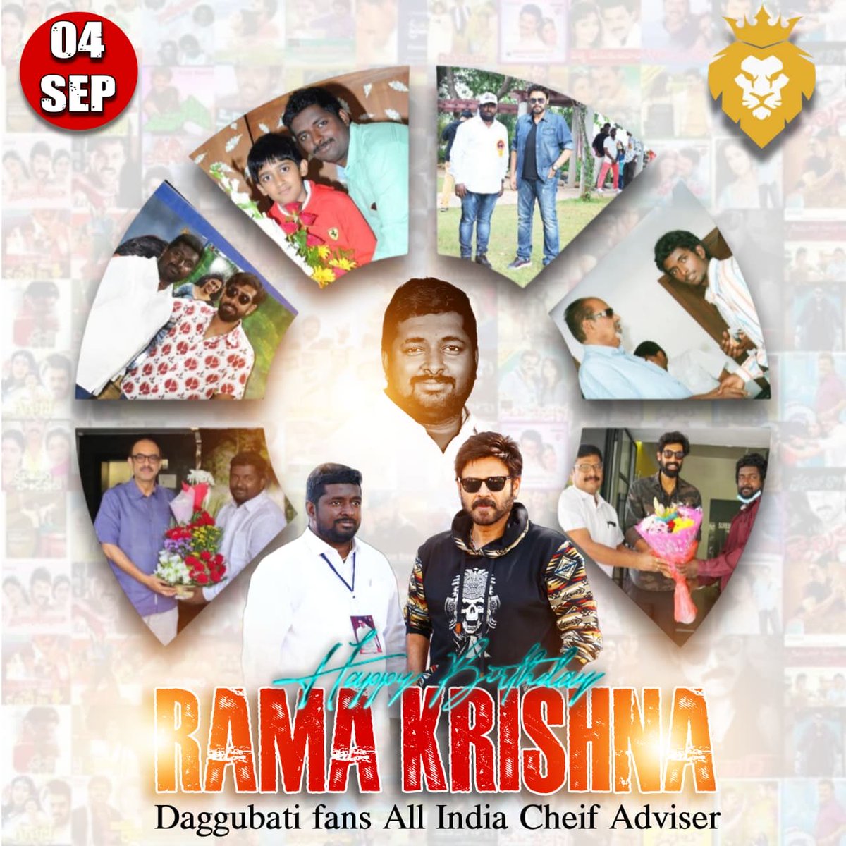 Happy to launch a part of wishing my Brother Venky Rana fans All India cheif Adviser <a href="/ramakri33209514/">ramakrishna</a>
Wishing many more glorious years may celebrate with ur joyfully happeniess 
#HappyBirthdayRamakrishna
<a href="/VenkyMama/">Venkatesh Daggubati</a> <a href="/RanaDaggubati/">Rana Daggubati</a> <a href="/SureshProdns/">Suresh Productions</a>   <a href="/TSDaggubatiFans/">Telangana Daggubati Fans</a> <a href="/SBDaggubati/">Suresh Daggubati</a>