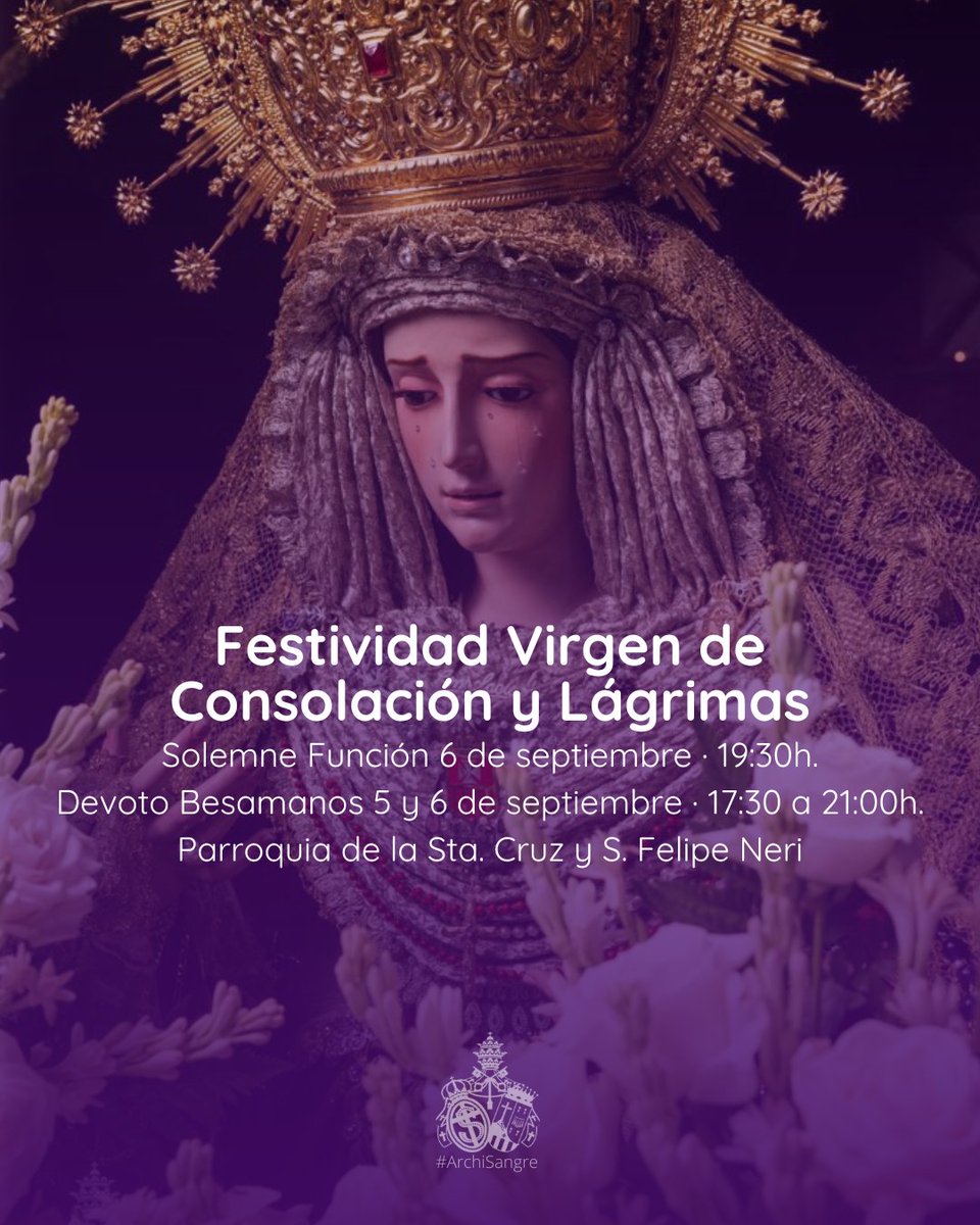 💜 | Miércoles de Consolación

🕯 Recuerda que este próximo viernes comienzan los cultos por la festividad de Nuestra Madre ⬇️

#CofradíasMLG #ArchiSangre