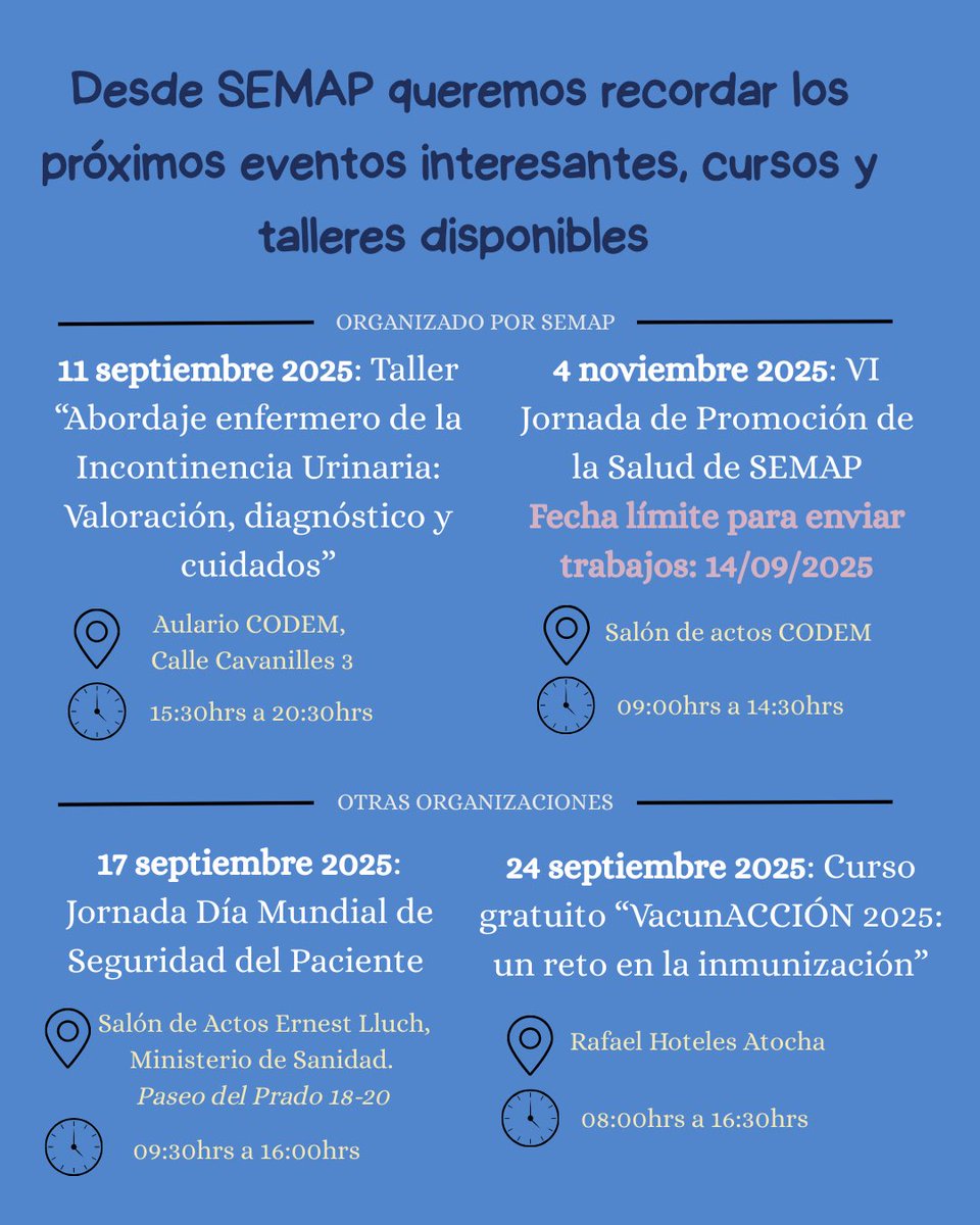 Buenos días! ☀️
Nos gustaría recordar los próximos eventos interesantes, cursos y talleres disponibles.