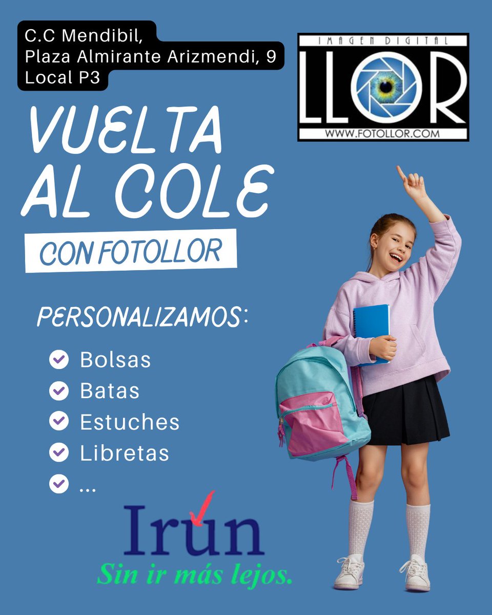 ✨ ¡En Fotollor ya están listos para la vuelta al cole! ✨

Personalizan todo lo que necesitas: bolsas, batas, estuches, libretas… y además imprimen tus fotos para crear álbumes únicos de guardería y colegio 📚💖

📍 Encuéntralos en Fotollor – Centro Comercial Mendibil.
